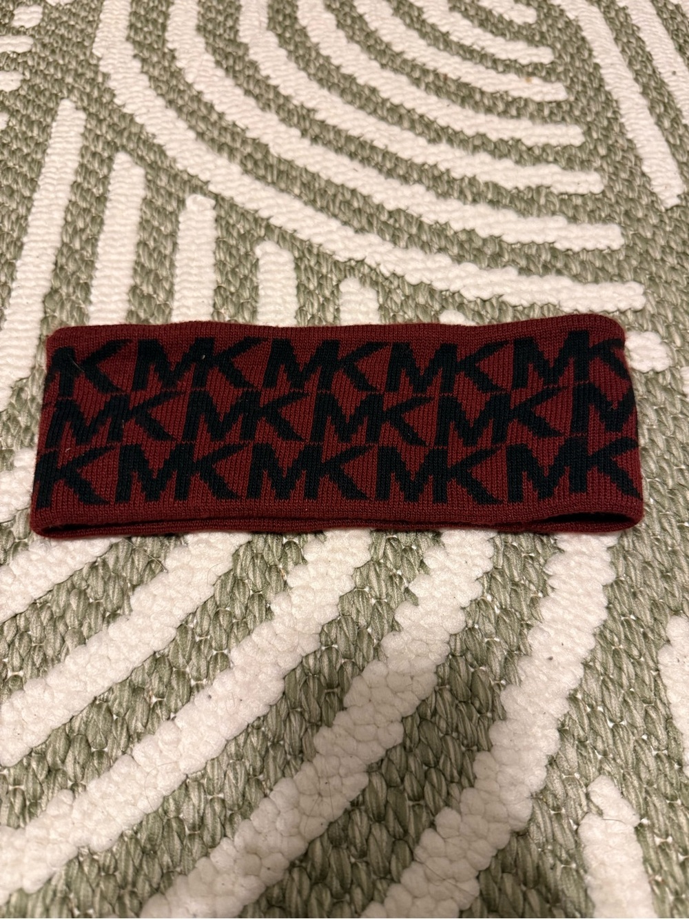 Michael Kors Maroon and Black MK Logo Knit Headband